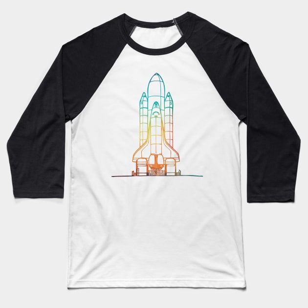 Rainbow space ship Baseball T-Shirt by AdiDsgn